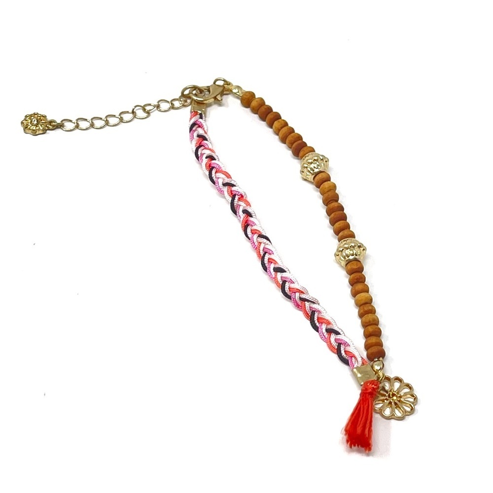New Free People Charm Beaded Braided Bohemian Anklet